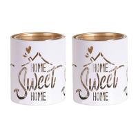 Aroma White & Gold Home Sweet Home 2 Tealight & Votive Holder Set Extra Image 1 Preview